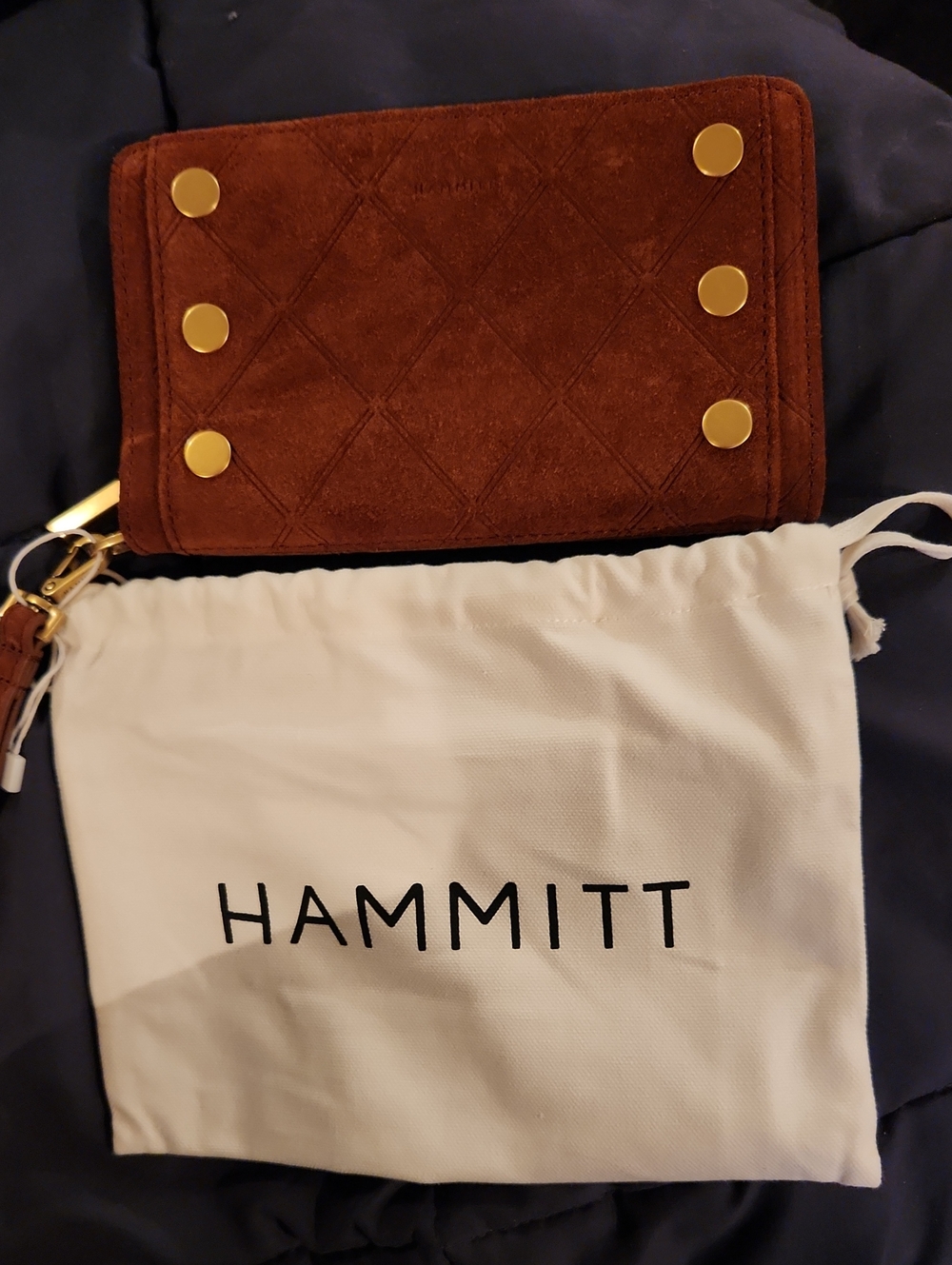 Hammitt Bryant Chocolate Diamond Suede with Antique Gold Hardware